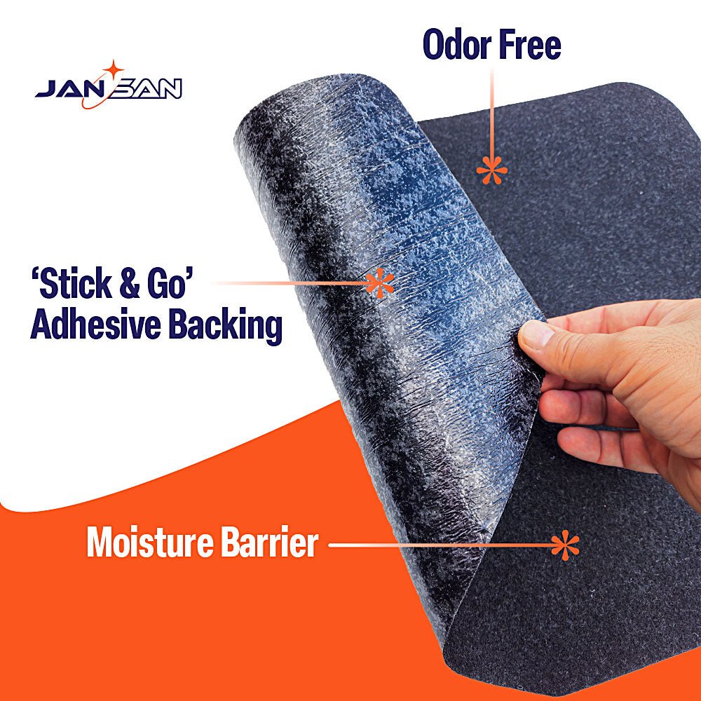 JanSan Urinal Mat - Stick n' Go Adhesive, Waterproof, High Absorbency - 10PK