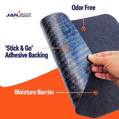 JanSan Urinal Mat - Stick n' Go Adhesive, Waterproof, High Absorbency - 10PK